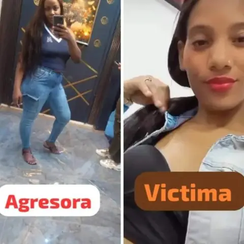 Identifican como Maite, mejor conocida como "Guiguita" la mujer que agredió a una banquera frente a la Universidad Central del Este, UCE, en el día de hoy.