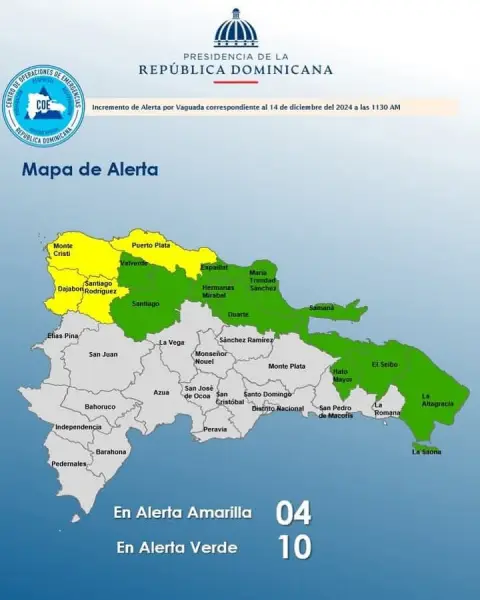 El COE coloca 04 provincias en alerta amarilla y mantiene 10 en verde