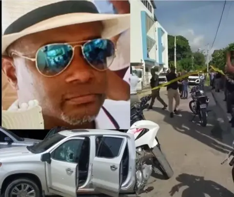 Estaba en su Yipeta y de repente pum pum mira que paso